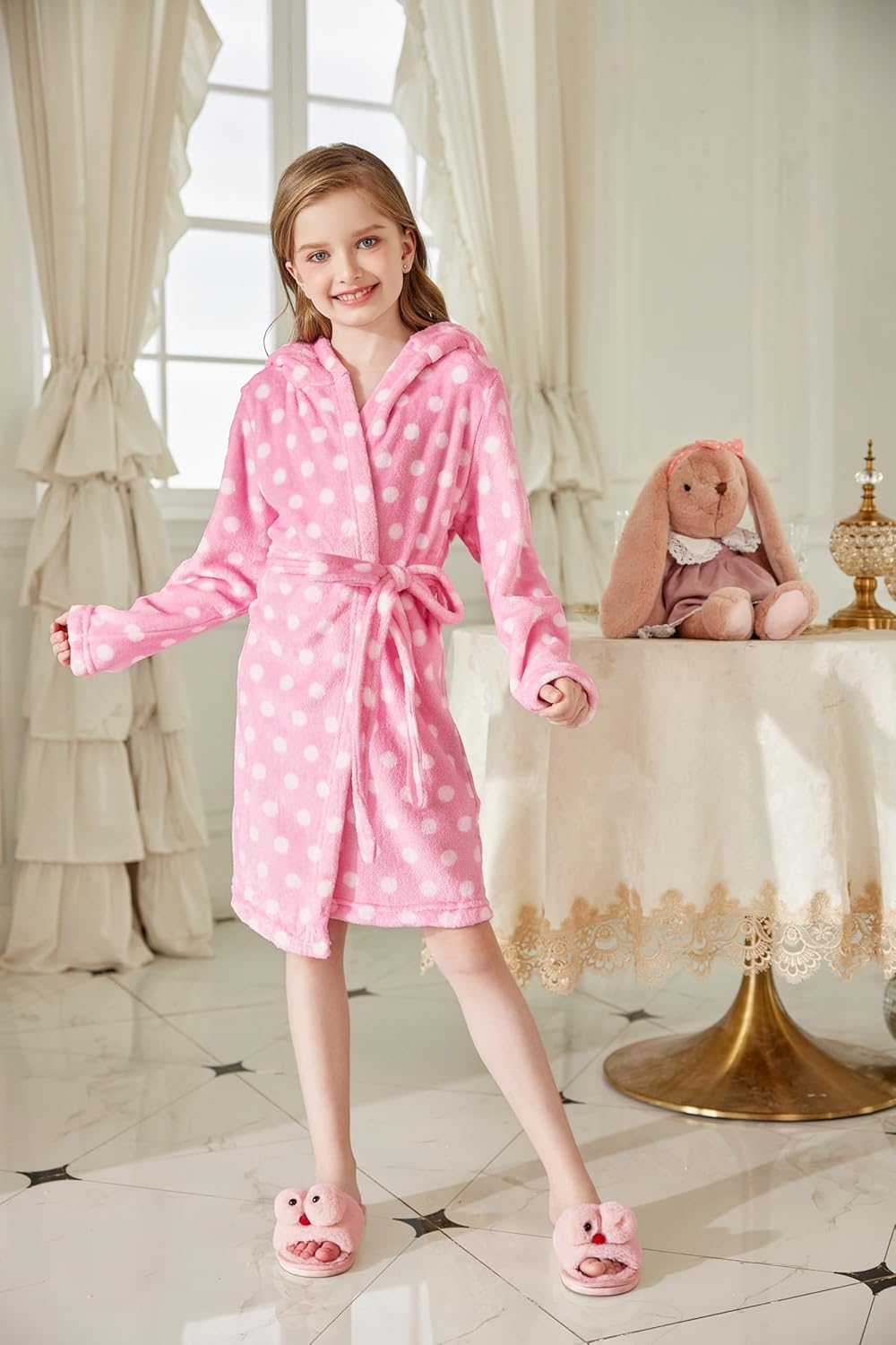 Arshiner Bademantel Kinder Mädchen Jungen Hoodie Roben Morgenmantel Weich Schlafanzug Flanell Pyjama