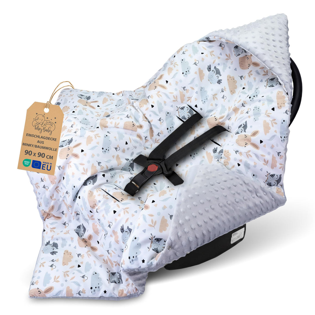 Einschlagdecke Babyschale Baby Decke 90x90 cm - Fusssack Blanket für Kinderwagen und Autositz Winter