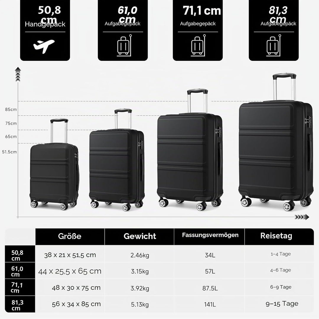 KONO Koffer Grosser 28 Zoll Leicht ABS+PC Hartschalenkoffer XL mit TSA-Schloss Reisekoffer mit 4 Rol