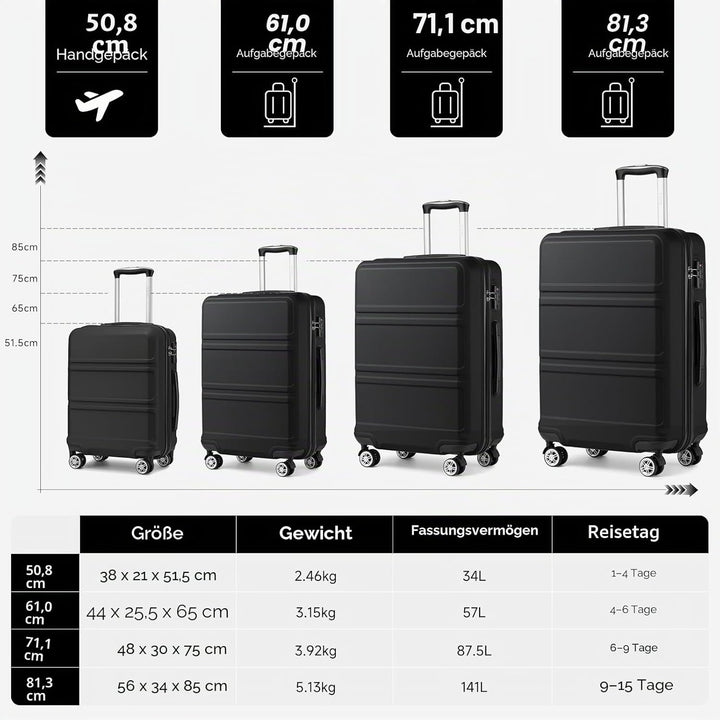 KONO Koffer Grosser 28 Zoll Leicht ABS+PC Hartschalenkoffer XL mit TSA-Schloss Reisekoffer mit 4 Rol