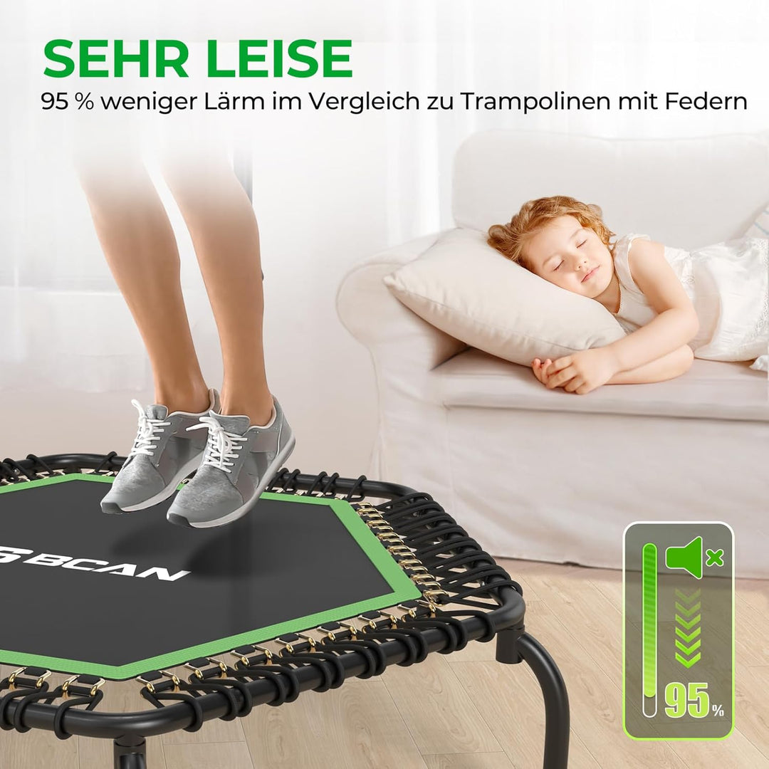 BCAN 250KG Mini-Trampolin, Ø 123CM Fitness-Trampolin mit Bungees, 3-Fach Verstellbarer Schaumstoffgr