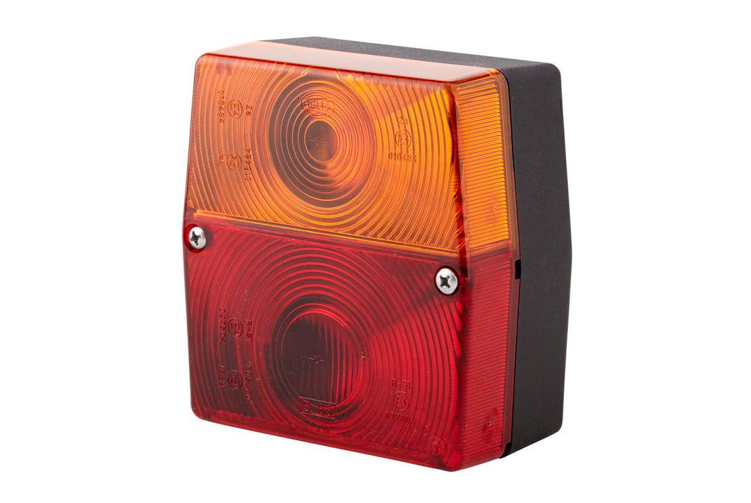 HELLA Rückleuchte - Glühlampe - 12V - Anbau/geschraubt - ECE - Lichtscheibenfarbe: rot/gelb - Stecke