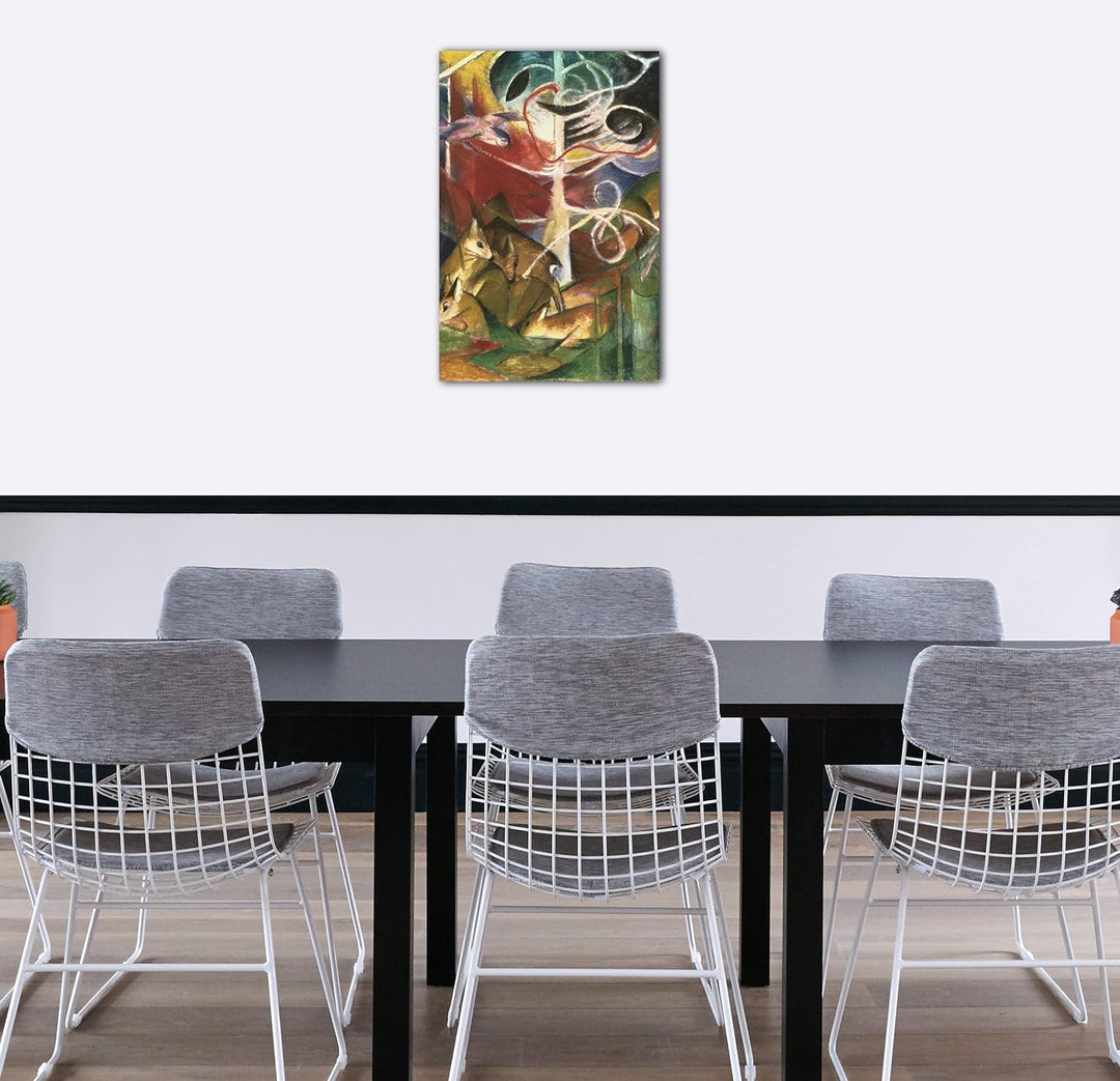 Printed Paintings Leinwand (70x100cm): Franz Marc - Rehe im Wald I (1913) 70x100 cm, 70x100 cm