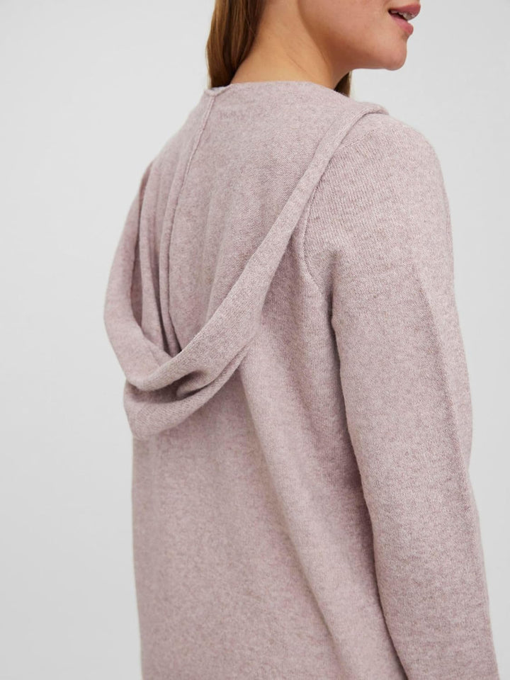 VERO MODA Damen Vmdoffy Ls Open Hood Cardigan Ga Noos Strickjacke, Woodrose/Detail:melange