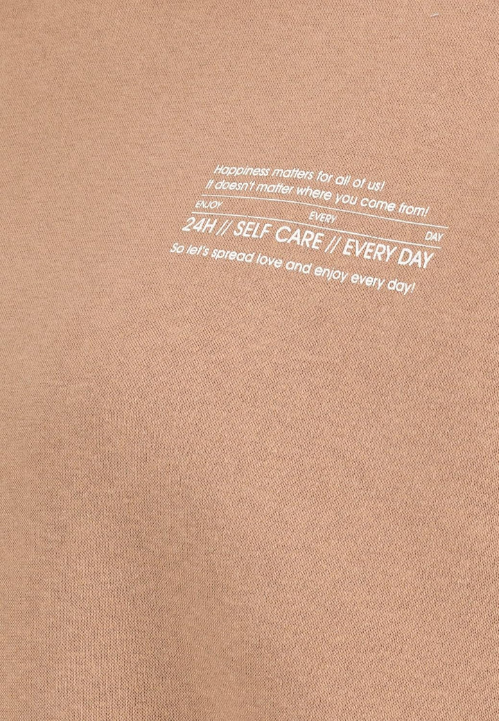 Sublevel Damen Basic Pullover Hoodie mit Mini-Print L Brown, L Brown
