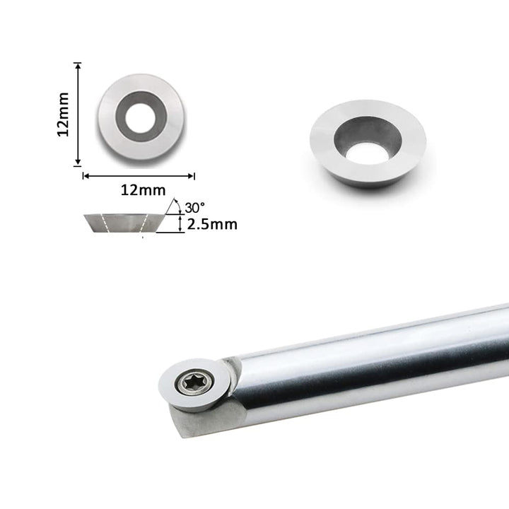 CDBP 12 mm runde Hartmetall-Einsätze, Indexierbar, passend für DIY Drehmaschine Holzdrehwerkzeuge, C
