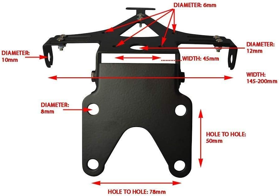 Hochwertig Schwarz Universal Verstellbar Motorrad Kennzeichenhalter Kennzeichen Nummernschild Halter