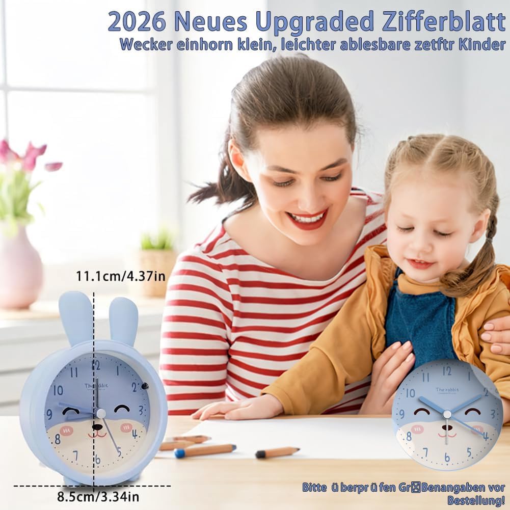 Abnaok Wecker Kinder Nachtlicht lernuhr Einschulung (Blau), JYDE23-117, Blau