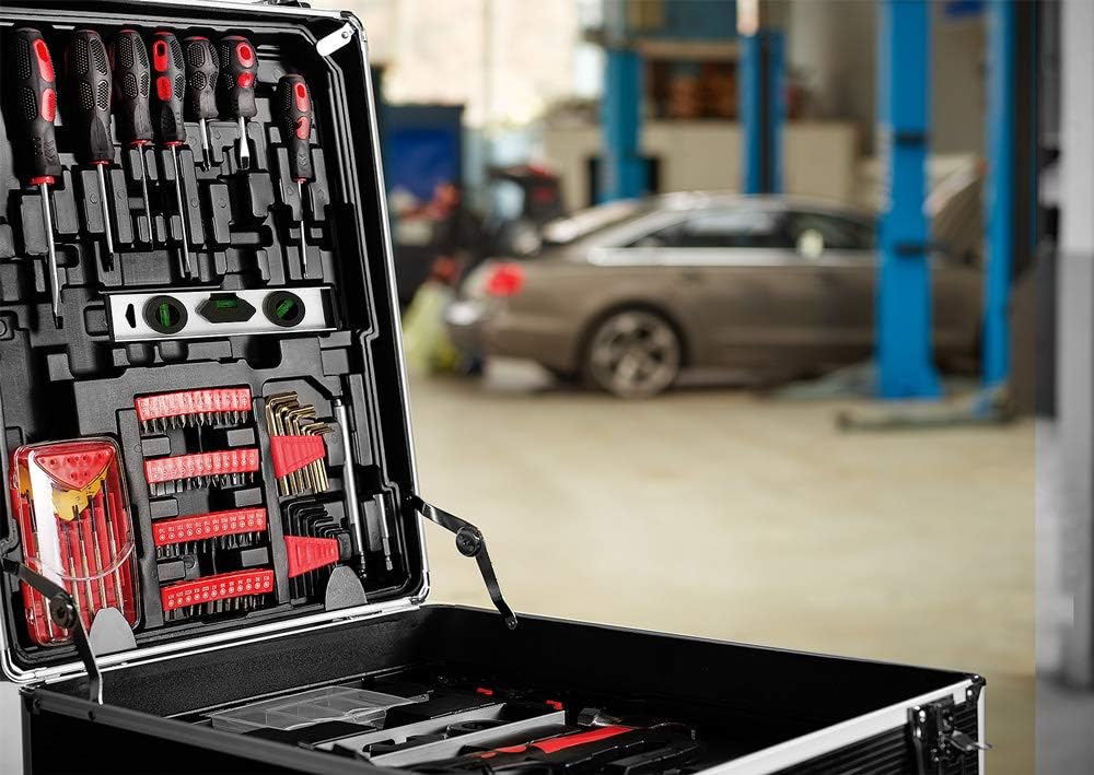 MONZANA® 899tlg Werkzeugtrolley CrV-Stahl Werkzeugkoffer Aluminiumkoffer mit Rollen Teleskopgriff Ab