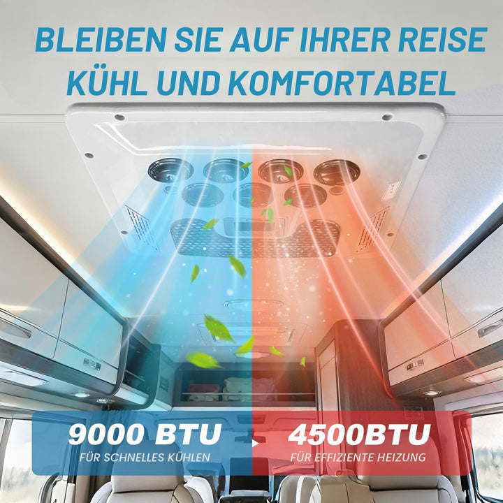DC 12V-Klimaanlage 8800BTU Elektrisches Parken Dach RV 12V Wechselstrom Einheit für LKW Wohnmobil An