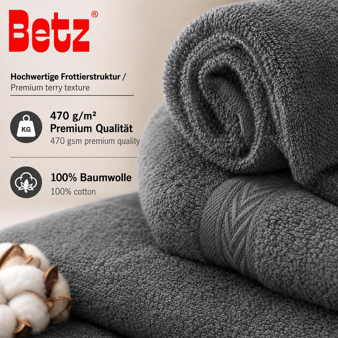 Betz 5-TLG. Handtuch-Set Premium 100% Baumwolle 1 Duschtuch 2 Handtücher 1 Gästetuch 1 Waschhandschu