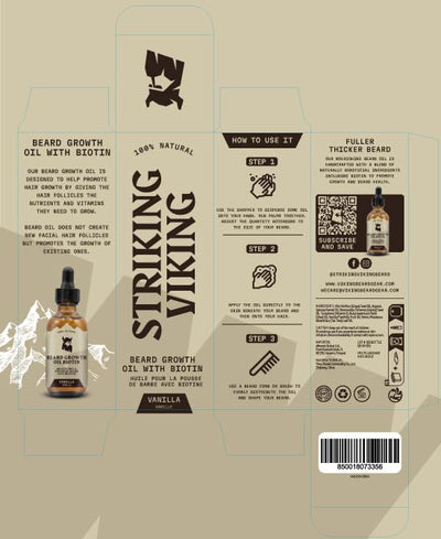 Striking Viking Bartwuchsöl mit Biotin - Verdickendes und pflegendes Bartöl für Bartwuchs - natürlic