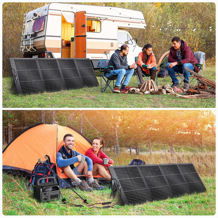 200W Tragbares Solarpanel, 20.5V Faltbares Solarpanel Kit mit 10 Anschlüssen, Solar Panel mit Stände