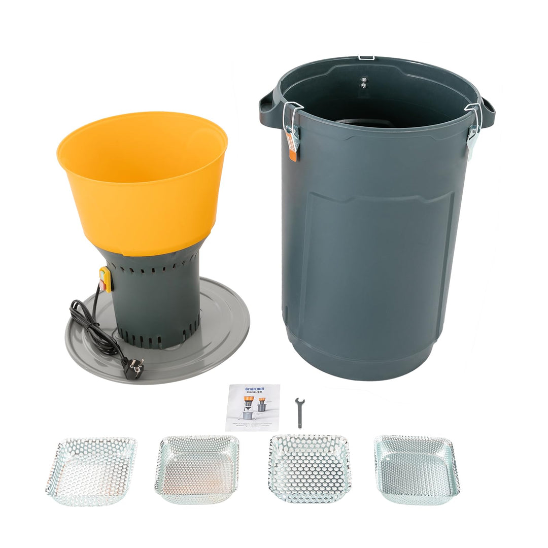 Elektrische Getreidemühle mit Eimer, 1300W Elektromotor, 13L Einfülltrichter, Gewürzmühle, Schrotmüh