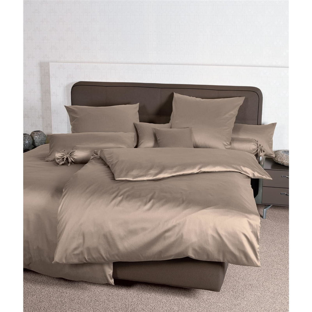 Janine Mako Satin Bettwäsche Uni Colors 155 x 200 cm Taupe 155 cm x 200 cm Taupe, 155 cm x 200 cm Ta