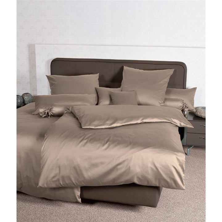 Janine Mako Satin Bettwäsche Uni Colors 155 x 200 cm Taupe 155 cm x 200 cm Taupe, 155 cm x 200 cm Ta