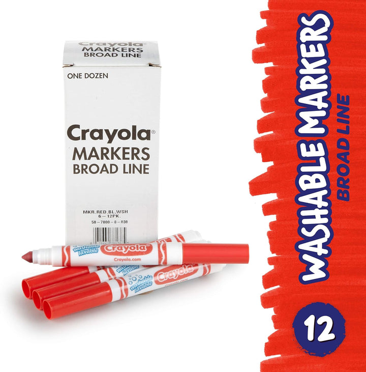 Crayola 12 Count Washable Bulk Markers, Red by Crayola