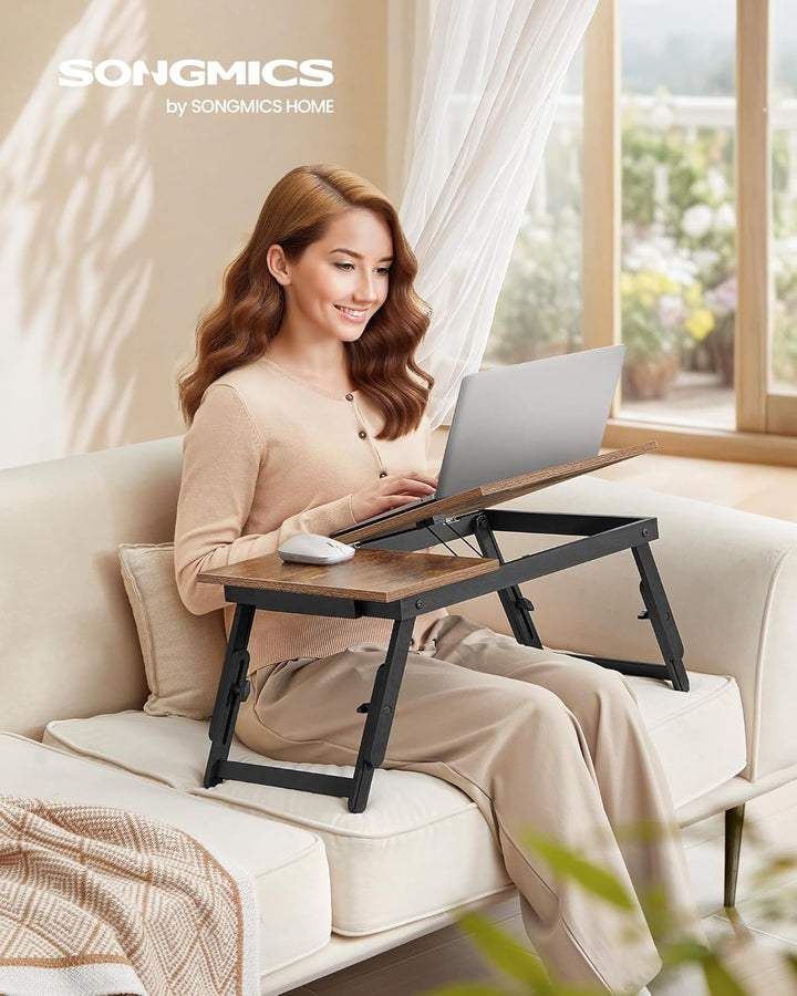 SONGMICS Laptoptisch, Laptopständer, Frühstückstablett, klappbare Beine, für Bett und Sofa, höhenver