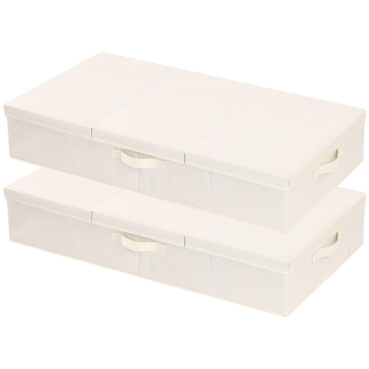 2 Stück Unterbettkommode, Unterbett Aufbewahrungsbox mit Deckel, Kleiderschrank Organizer mit Griff,