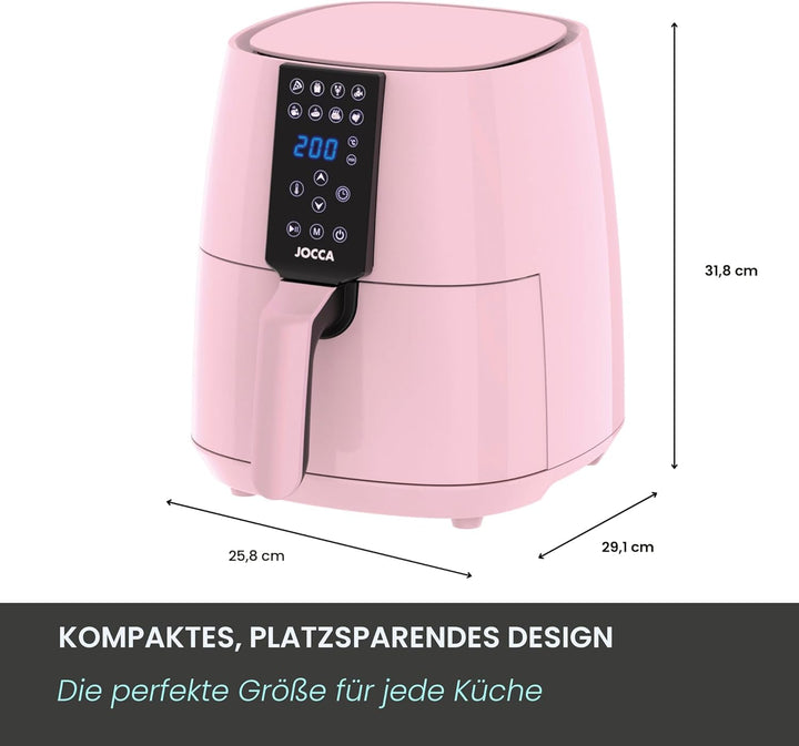 Jocca Heissluftfritteuse Sweet Line, 3,8L Fritteuse, 1450W, 8 Programme, LED Touchscreen, Timer, Ros