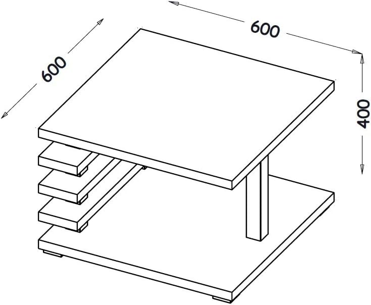 DO-Design Couchtisch DC-2 Hochglanz Highgloss Tisch Wohnzimmertisch 60x60x40cm (Sonoma Eiche mit Rol