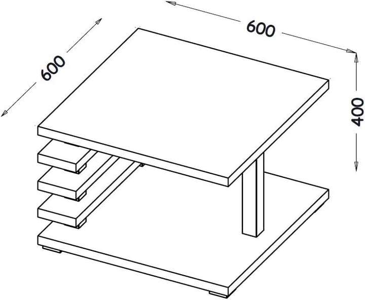 DO-Design Couchtisch DC-2 Hochglanz Highgloss Tisch Wohnzimmertisch 60x60x40cm (Sonoma Eiche mit Rol