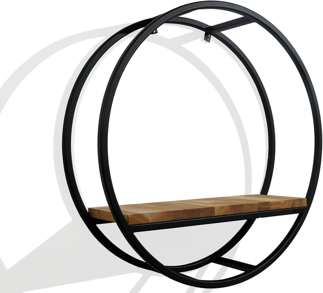 FLEXISTYLE Metall Wandregal 60 cm XXL, Schwarz, Europäische Oval geometrische Linie Design Wand Eich