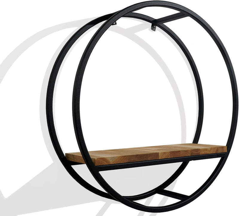 FLEXISTYLE Metall Wandregal 60 cm XXL, Schwarz, Europäische Oval geometrische Linie Design Wand Eich