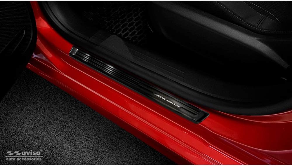 Avisa Black INOX Door sill Protectors Compatible with Opel Corsa F HB 5-Doors 2019- 'Special Edition