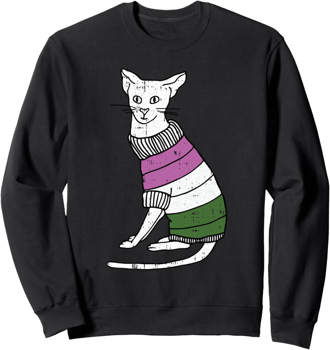 Gender-queer Cat LGBT-Q Pride Cute Kitten Kitty Proud Ally Sweatshirt