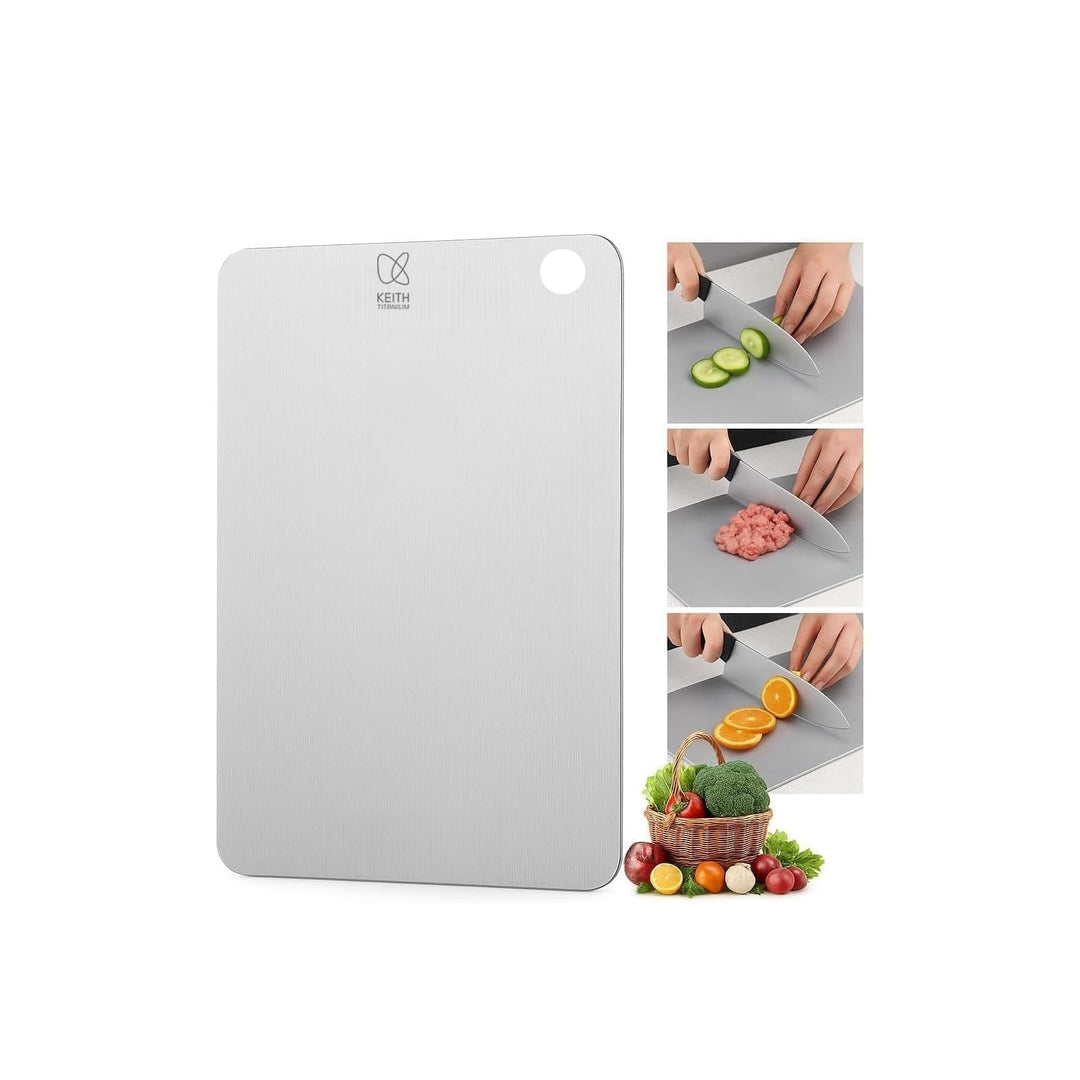 KEITH Titan Schneidebrett, doppelseitig, Titanium schneidbrett aus reinem Titan für Fleisch, Obst un