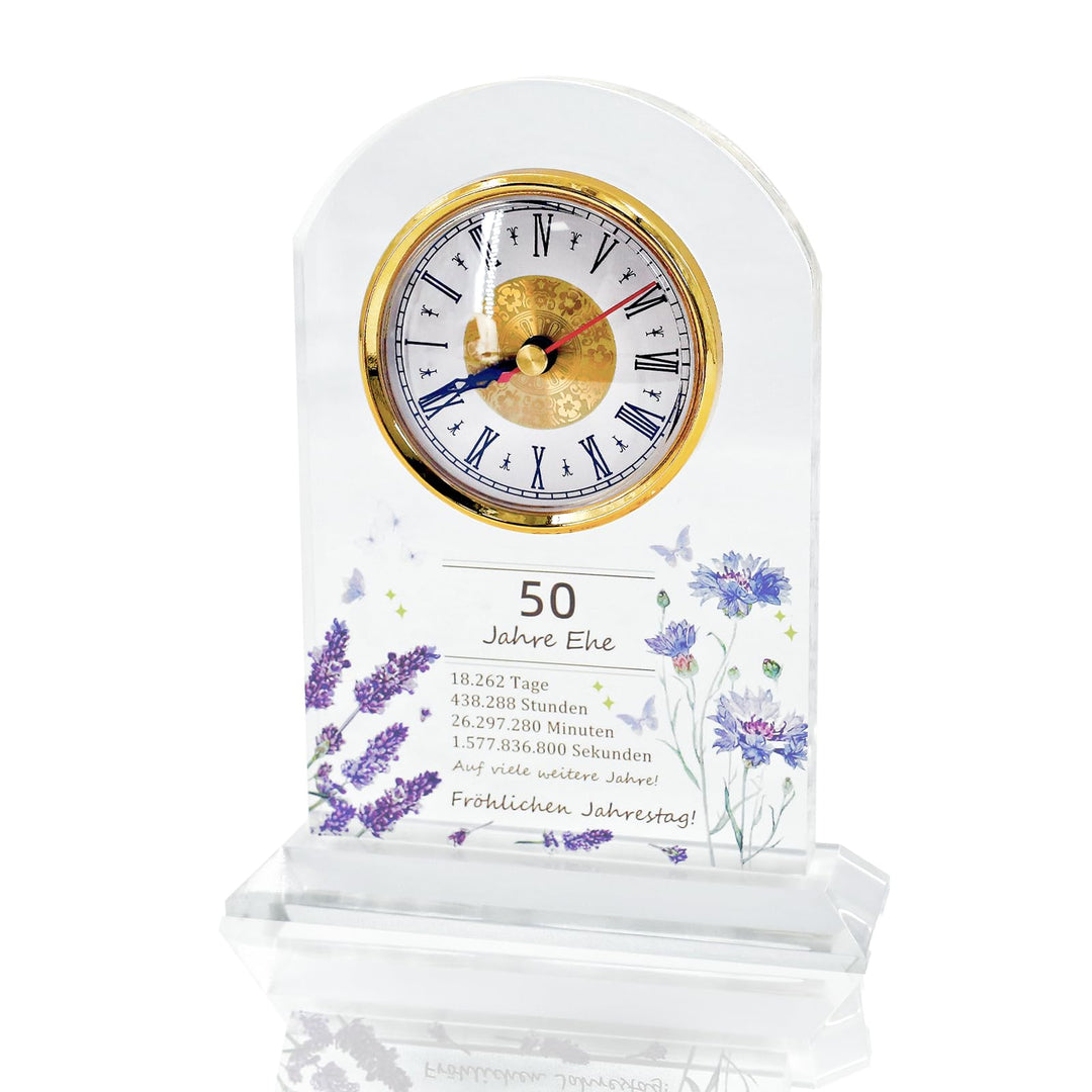 Geschenk zum 50. Hochzeitstag, Jubiläums-Quarzuhr, Tischuhr, 50. Hochzeitstag, Goldene Hochzeit, gee