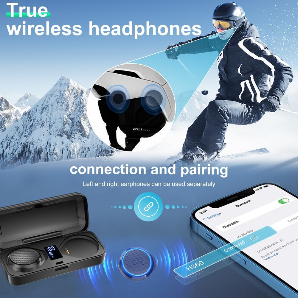 OBEST Motorrad Bluetooth Headset mit Ladecase, Motorradhelm Bluetooth Lautsprecher mit Mikrofonen, 1