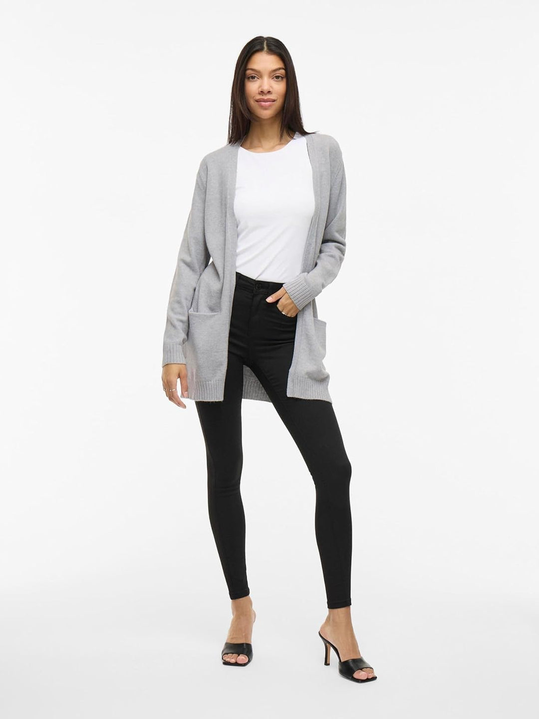 Vila Female Strickjacke VIRIL Basic Strick XS Light Grey Melange, XS Light Grey Melange
