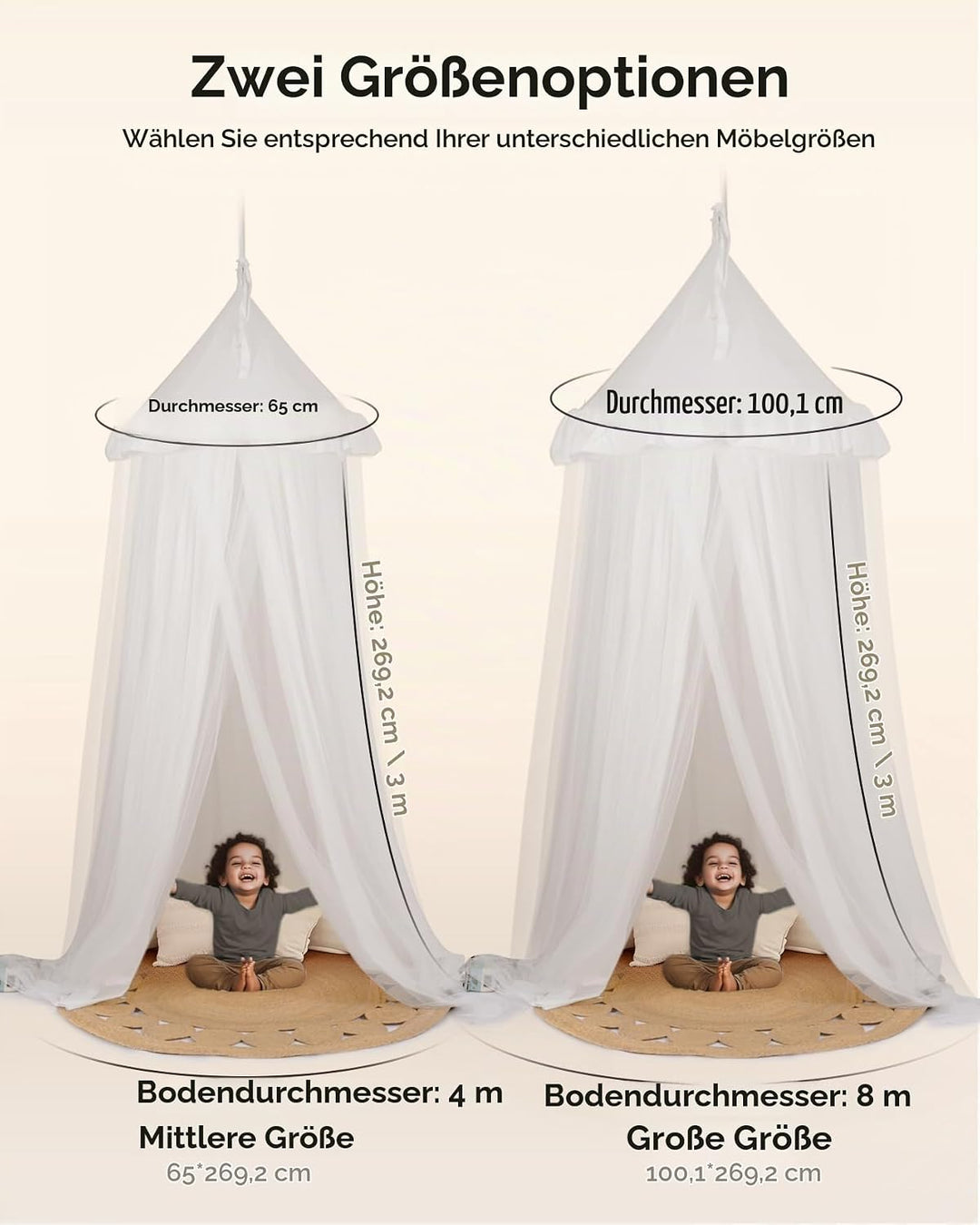Mallify Moskitonetz Betthimmel mit Sternenlichtern, atmungsaktiv &amp; waschbar Doppelte Lage Babybett B