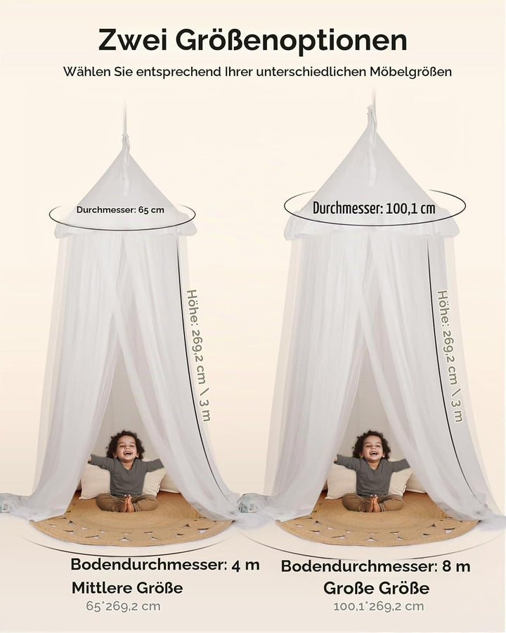 Mallify Moskitonetz Betthimmel mit Sternenlichtern, atmungsaktiv &amp; waschbar Doppelte Lage Babybett B