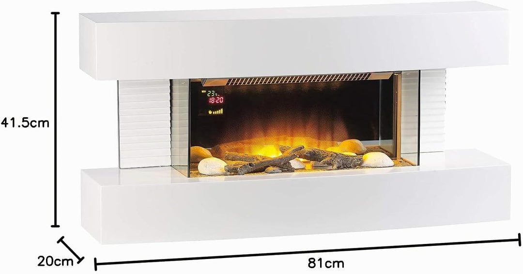 Carlo Milano Elektrokamin Wand: Design-Elektrokamin, 3D-Flammeneffekt, Wandmontage, 2.000 Watt, 81 c