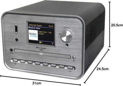 Soundmaster ICD1050SW Stereoanlage Internetradio WLAN 2,4/5 GHz DAB+ Bluetooth CD-Player USB MP3 APP