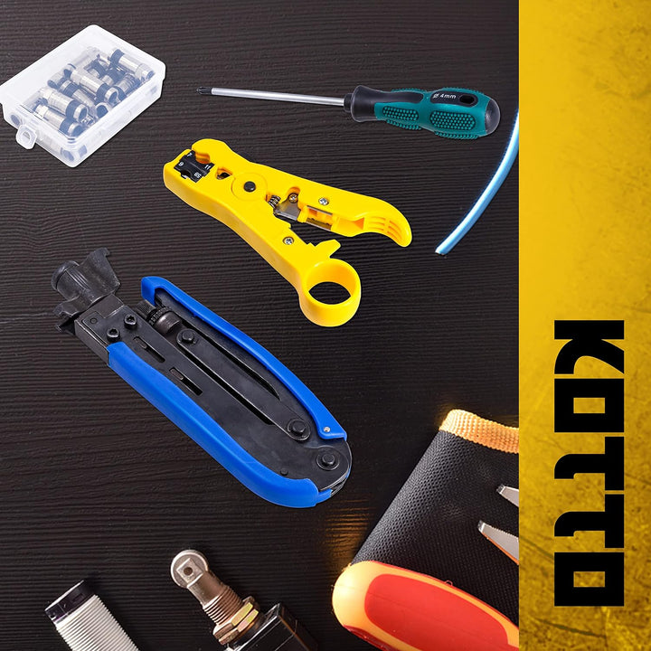 Koaxialkabel-Crimper Set, Kompressions-Werkzeug Koax-Kabel Crimper Kit, verstellbar RG6 RG59 RG11 75