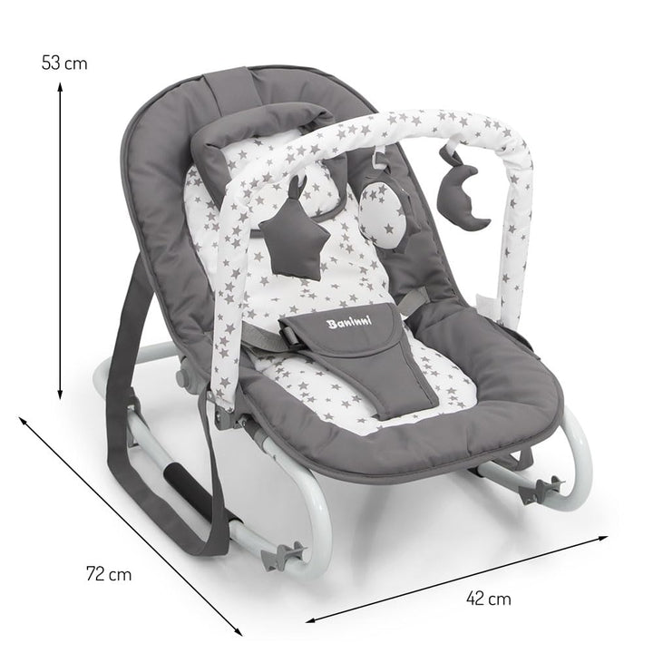Baninni Stelano Star Babywippe, Liegestuhl ab der Geburt, feste Position oder Schaukel, verstellbare