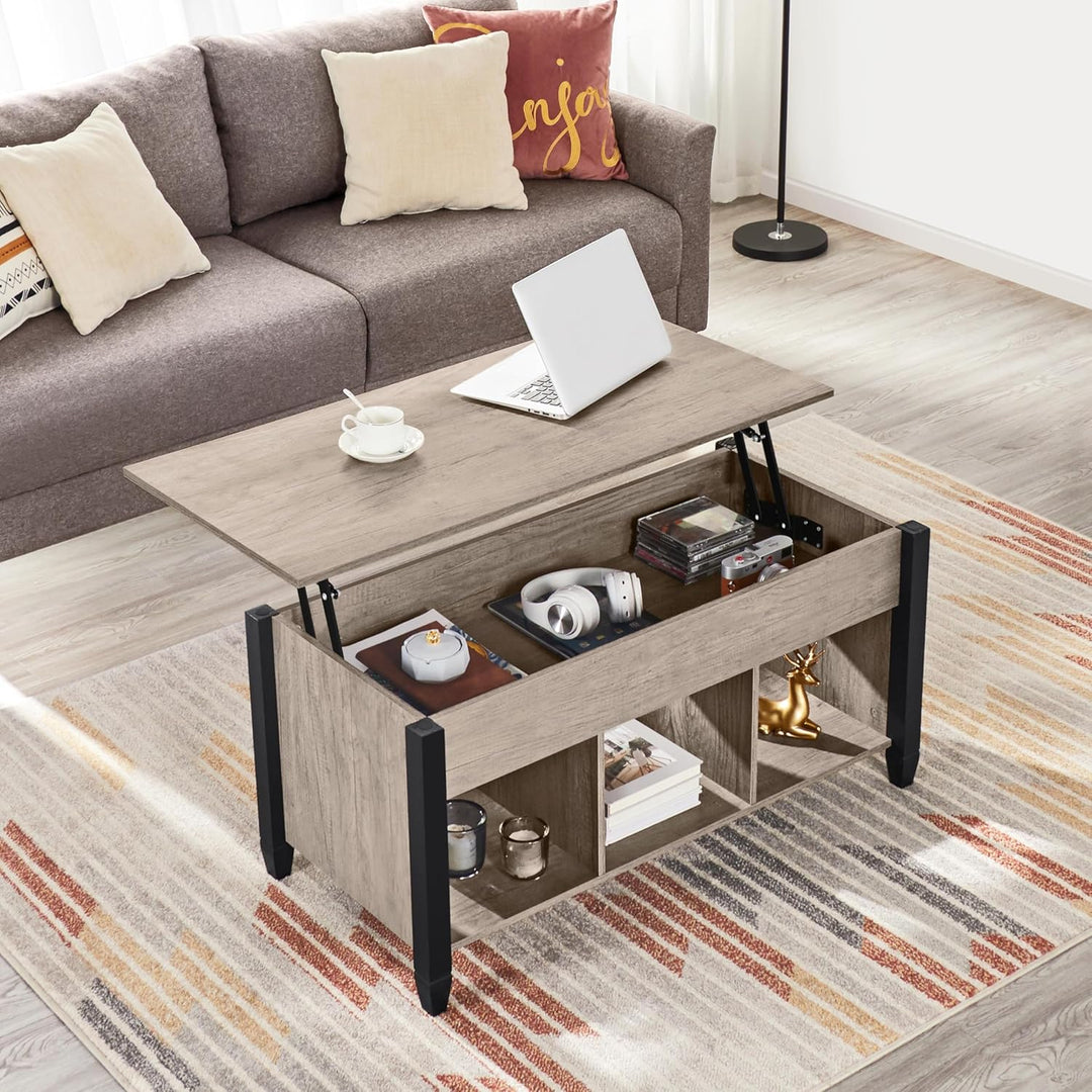 Yaheetech Couchtisch Höhenverstellbar Kaffeetisch mit Hebeplatte und verstecktem Stauraum Holz Beist