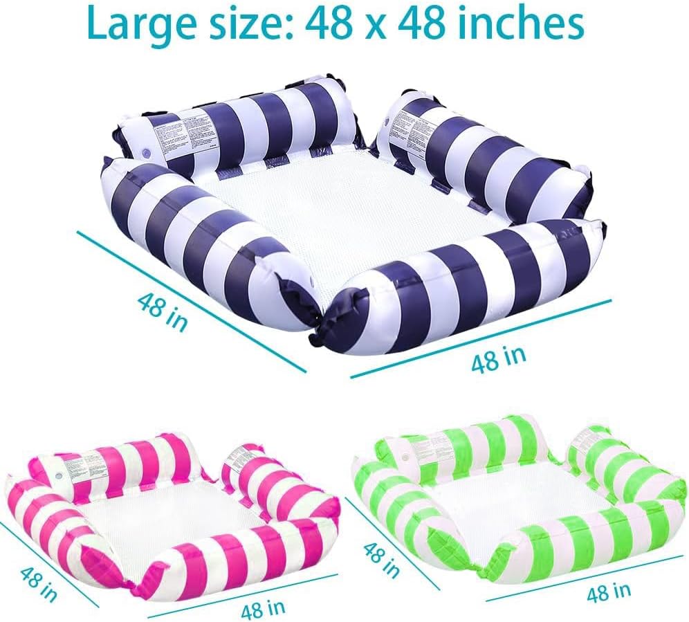 3 Pack Pool Float Chair Lounge für Erwachsene, Aufblasbare Pool Floats 4-in-1 Mehrzweck-Poolschwimme