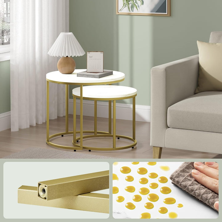 Home Collective Couchtisch 2er Set Rund Beistelltisch Loft Design 2 in 1 Verschachtelung Kratzfeste