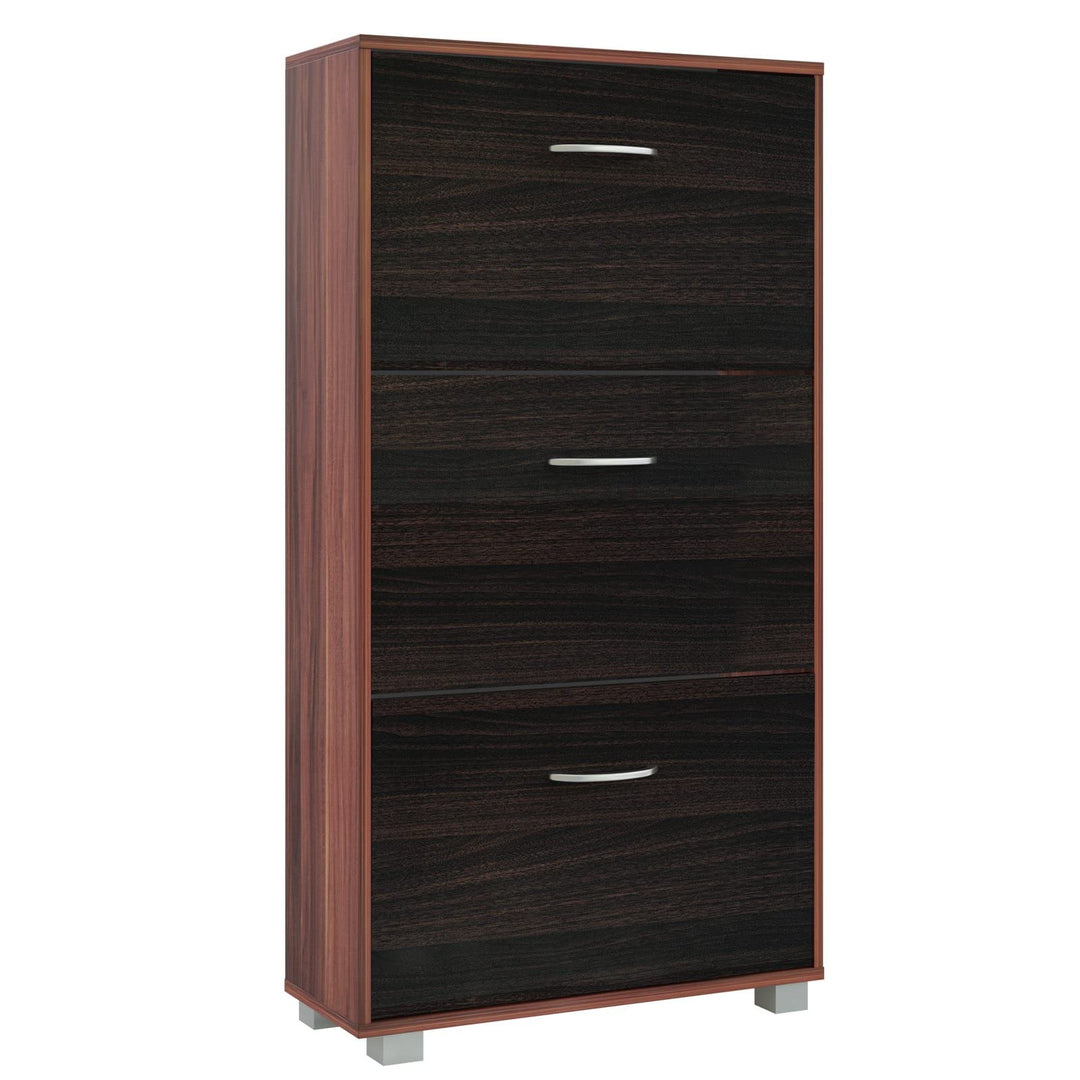 Casaria® Schuhschrank für 18 Paar Schuhe Schmal 115x60x25cm 3 Klappen Hoch Holz Geschlossen Kippsich