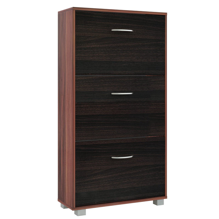 Casaria® Schuhschrank für 18 Paar Schuhe Schmal 115x60x25cm 3 Klappen Hoch Holz Geschlossen Kippsich