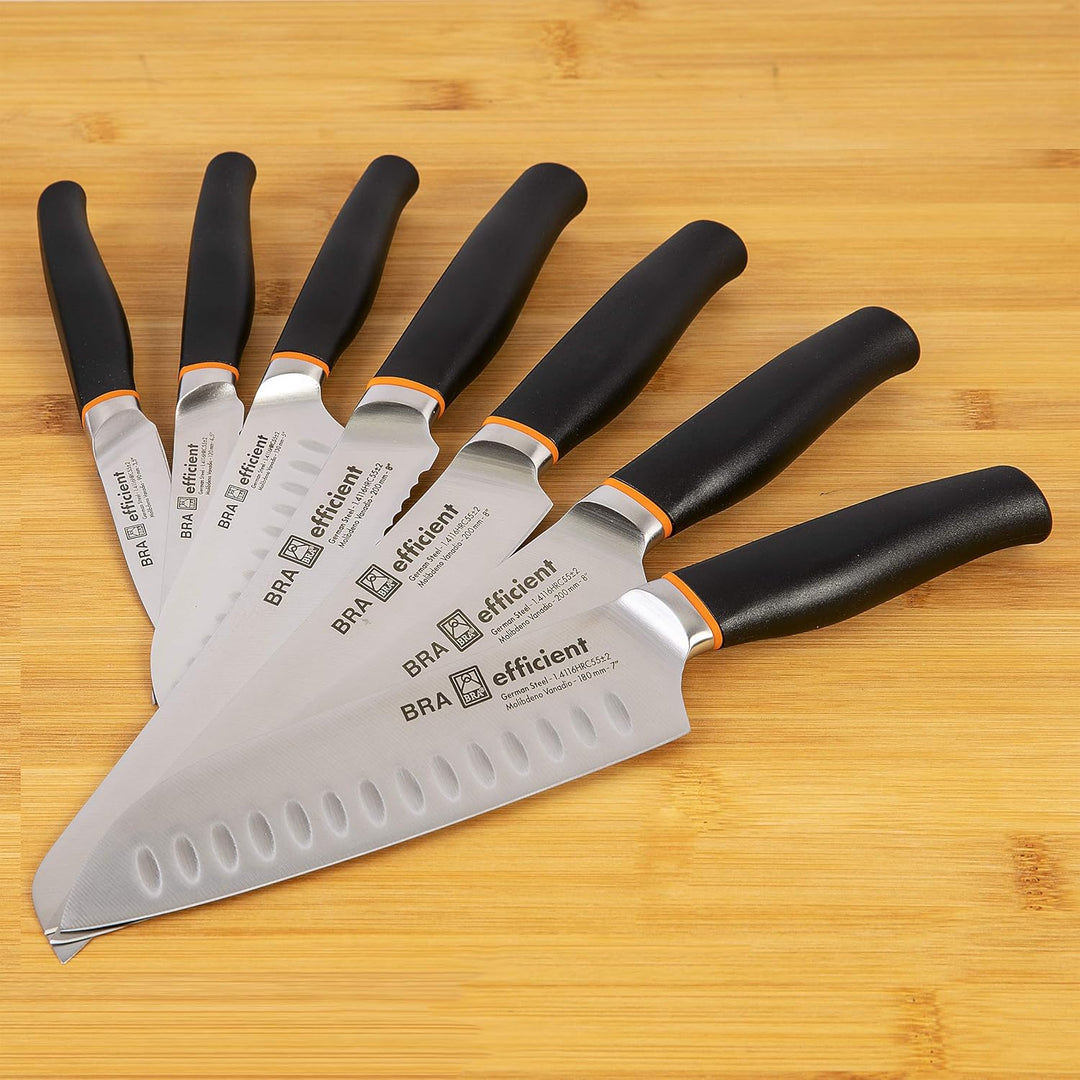 Satz mit 3 Bra Efficient Professional Messern aus Deutschem Molybdän-Vanadium-Stahl. MasterChef-Bere