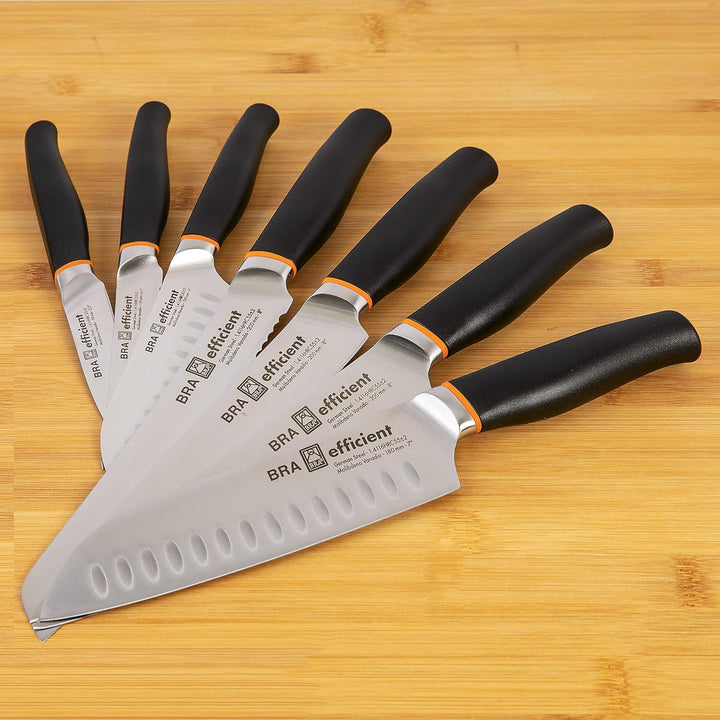 Satz mit 3 Bra Efficient Professional Messern aus Deutschem Molybdän-Vanadium-Stahl. Santoku-Bereich