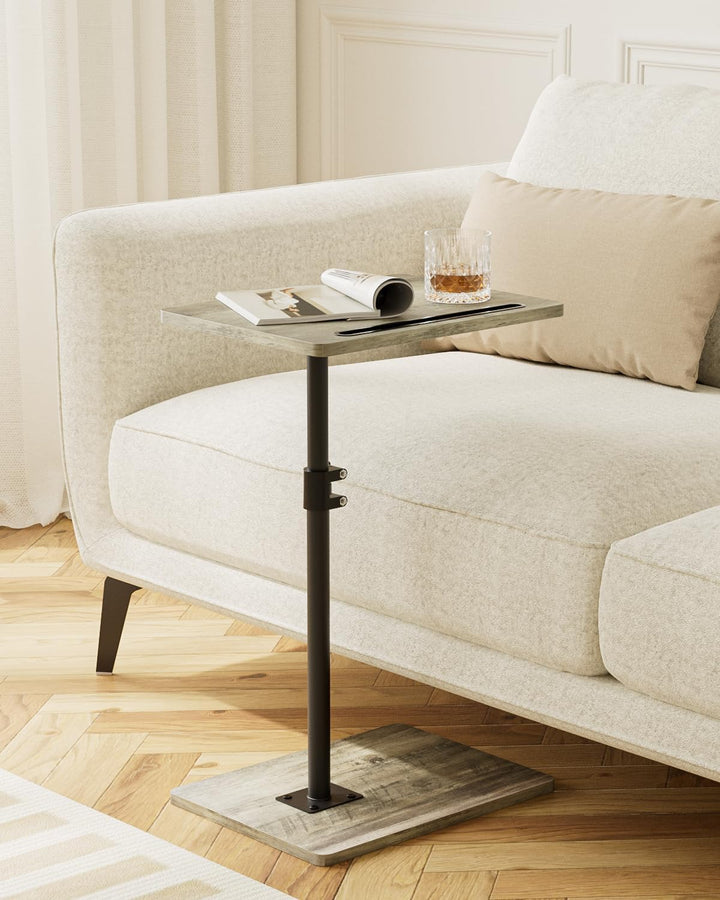 HEYZOEY Beistelltisch, C-Form Höhenverstellbar Sofatisch, 360°Rotierend Couchtisch Klein,40x30x(45-8