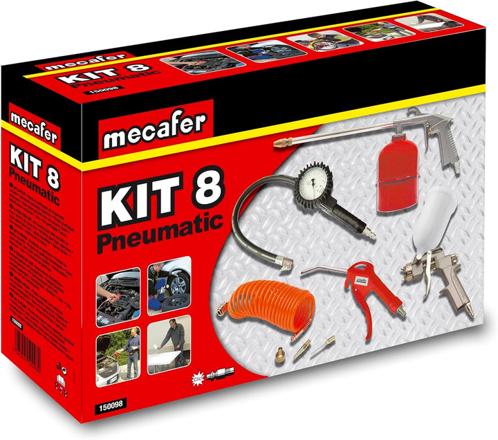 Mecafer 150098 Pneumatisches Zubehör im Set, 8 Stück, mit Universal-Verbindungskit in Pappschachtel,
