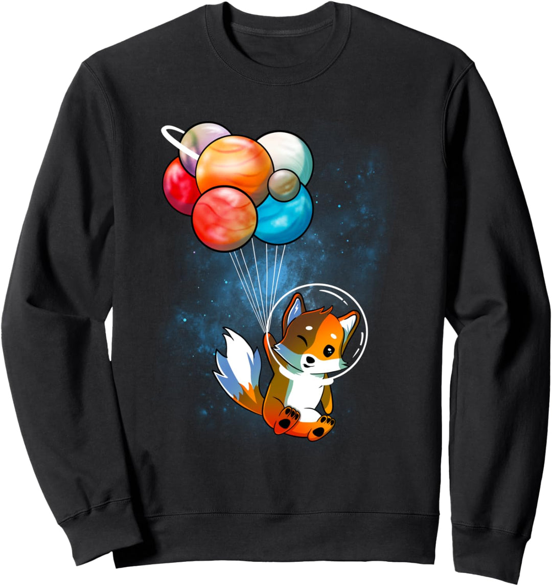 Fuchs, Weltraumballon, Planeten, Universumsreisen Sweatshirt